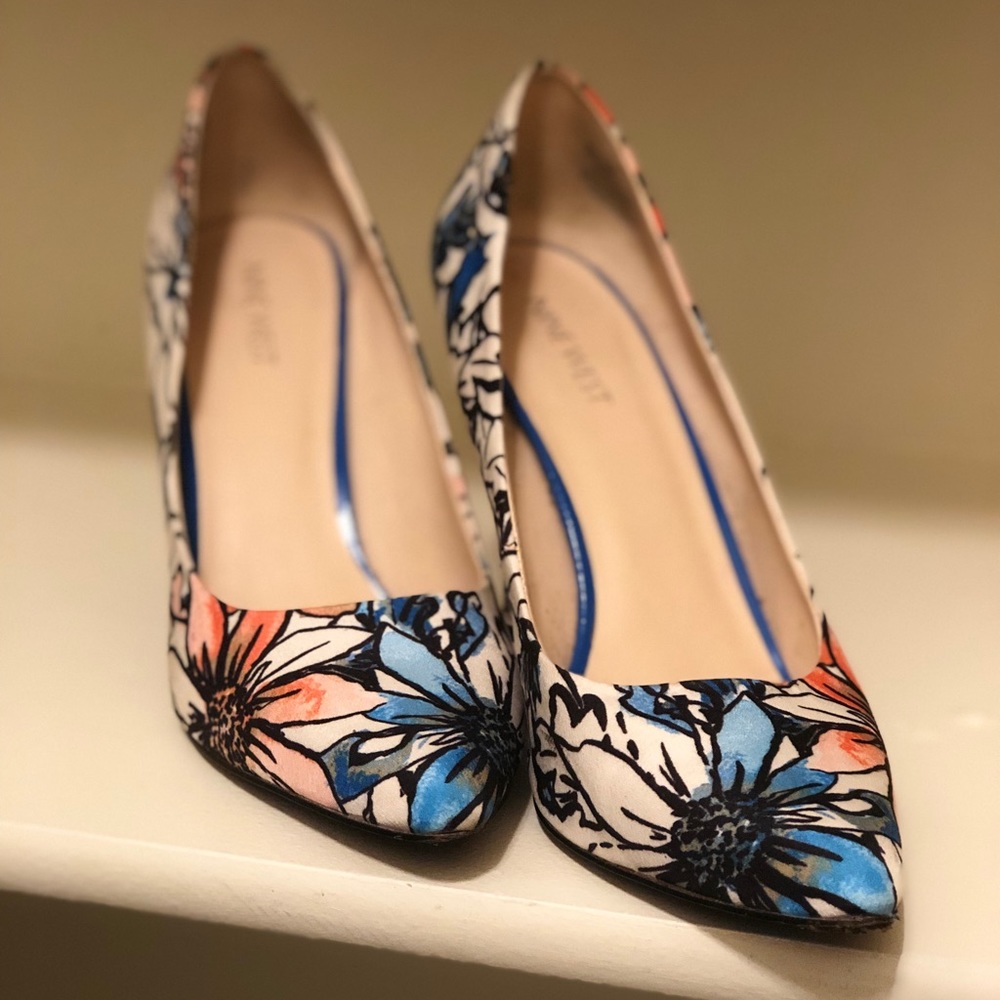 Fashion forward floral-print heels